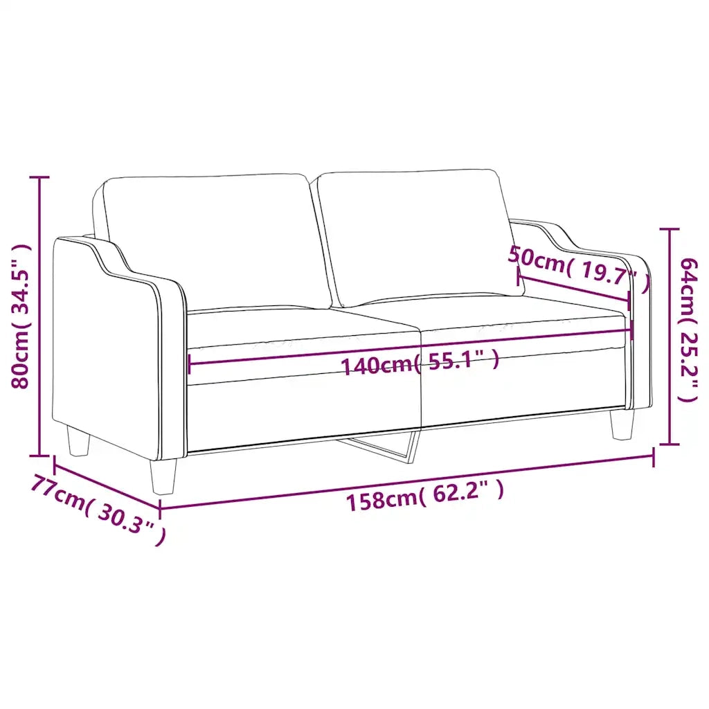 Divano | Divano da soggiorno | Sofa a 2 Posti Nero 120 cm in Tessuto