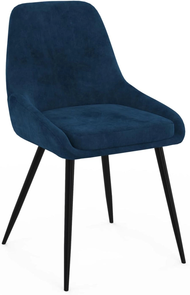 Set di 4 sedie THALYA in velluto blu con braccioli