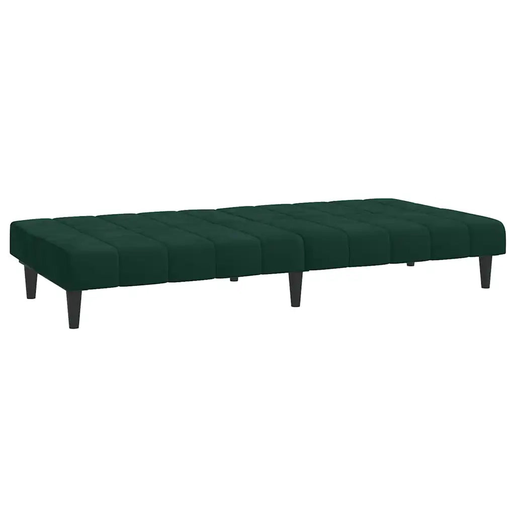 Divano Letto a 2 Posti Verde Scuro in Velluto 375843