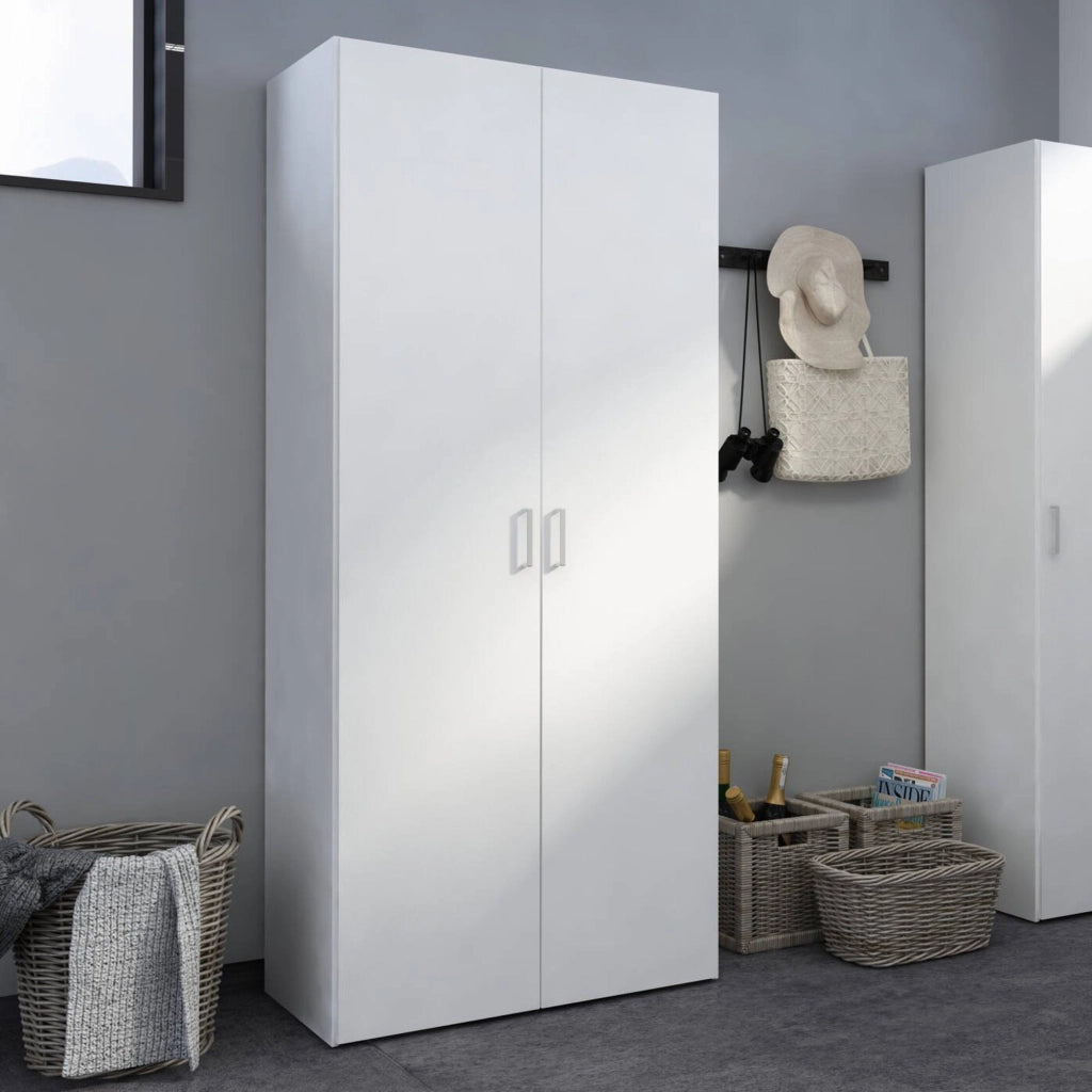Arci, Guardaroba 2 ante\ Multiuso 2 Ante Appendiabiti, 49.5x175.4h cm Bianco