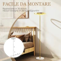 Lampada da Terra Moderna con Luce Dimmerabile con Interruttore a Pedale e 3 Luminosità, Oro