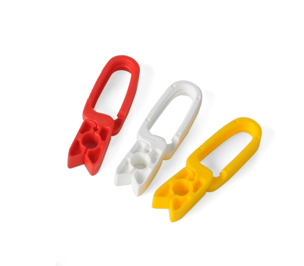 Foppapedretti Clothy Pegs - Set da 12 mollette stendipanni in nylon Mono Splitblocco, 10×20×70 mm, compatibile per uso indoor-outdoor, confezione rosso-Bianco-giallo, senza molla