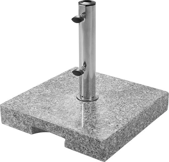 Supporto per ombrello in pietra naturale con tubo in acciaio inox - 1 pezzo - grigio - 25 kg