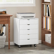 CASSETTIERA DA UFFICIO CON 5 CASSETTI PER DOCUMENTI A3, RUOTE E BLOCCO, 50X40X67.5 CM, BIANCO