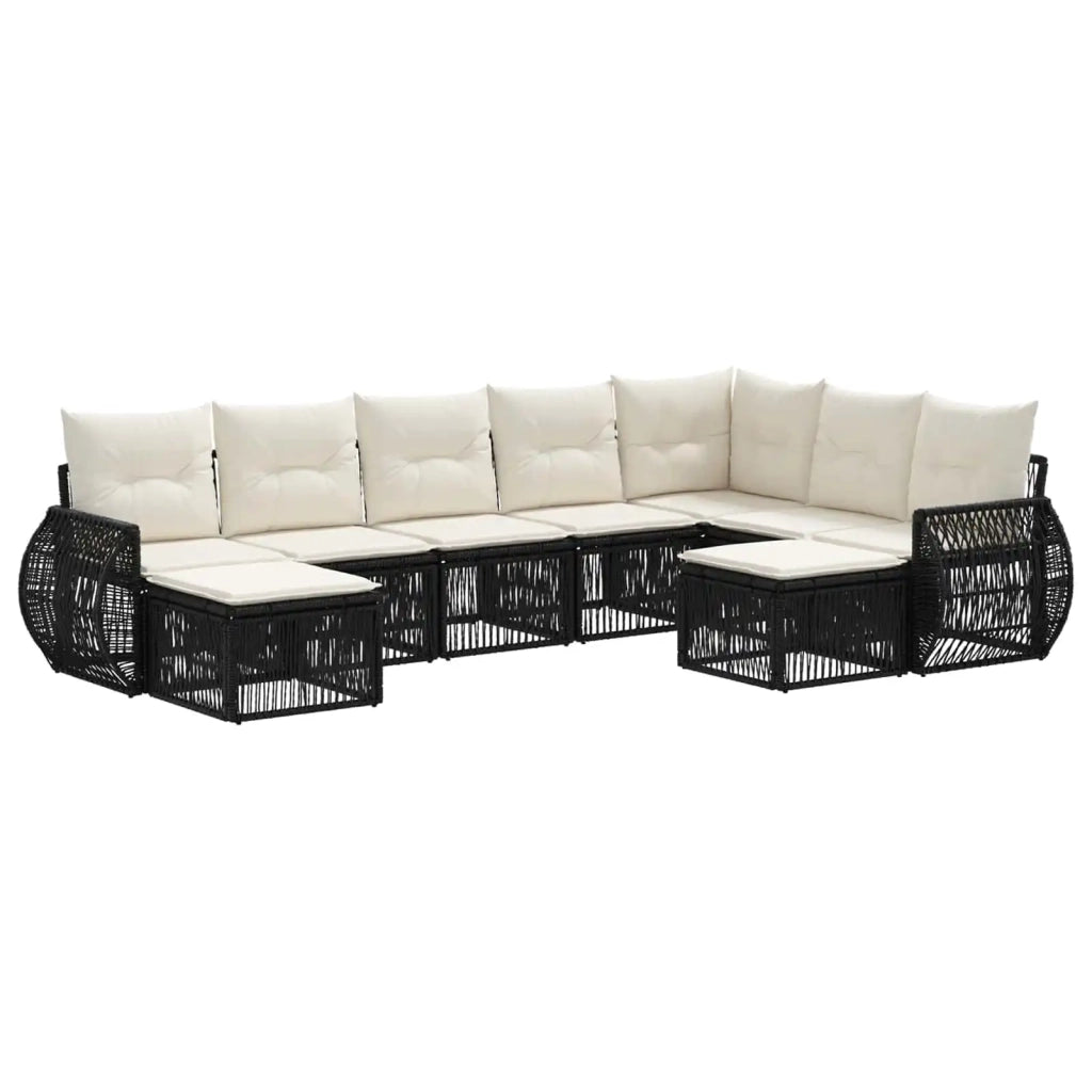 Set Divano da Giardino 9 pcs Nero polyrattan 3435604