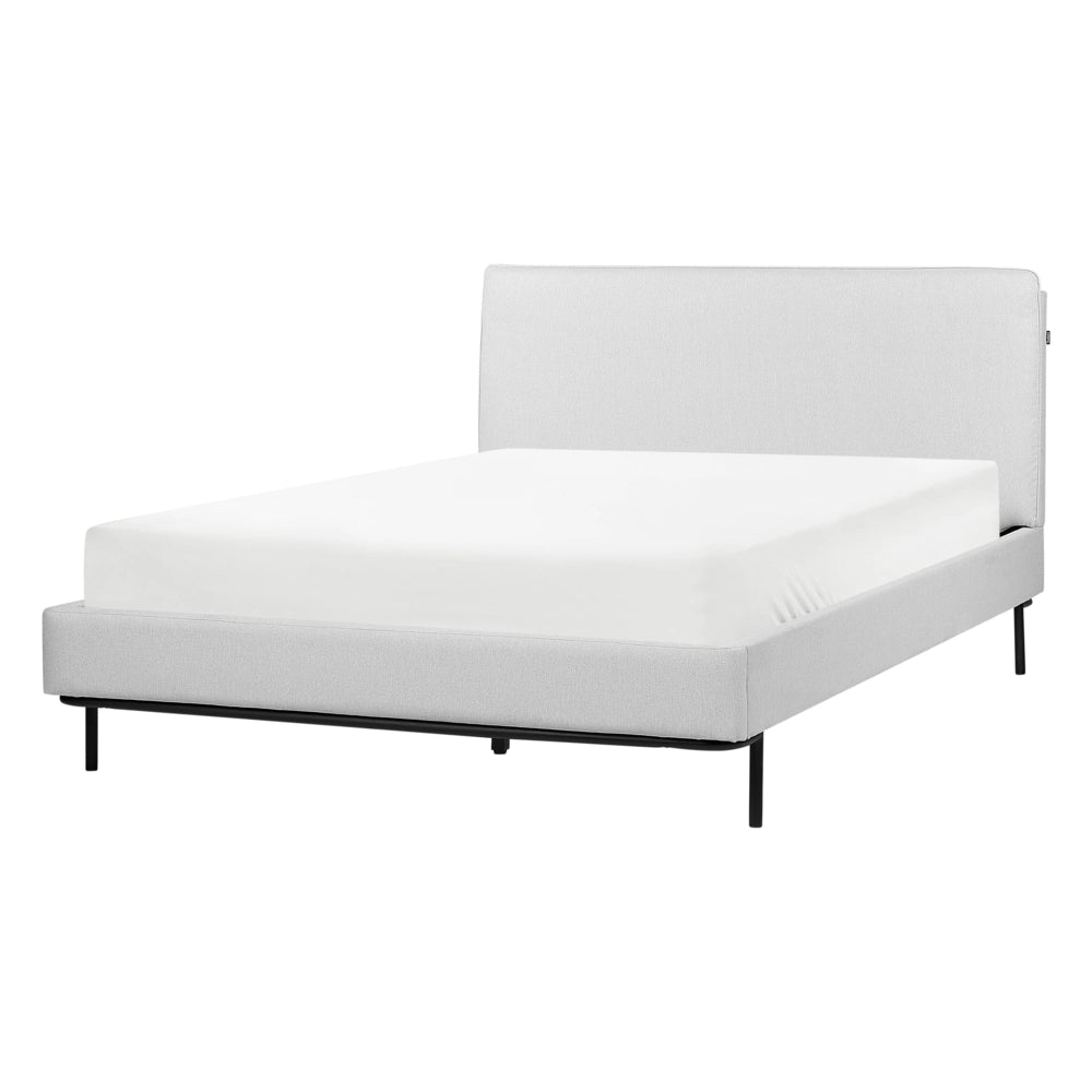 Letto a doghe Grigio Poliestere Tessuto Imbottito 140 x 200 cm EU Matrimoniale Design Moderno