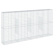 Gabbione recinto a gabbia muro di contenimento con coperchio 400 x 50 x 200 cm ferro zincato argento 02_0040165