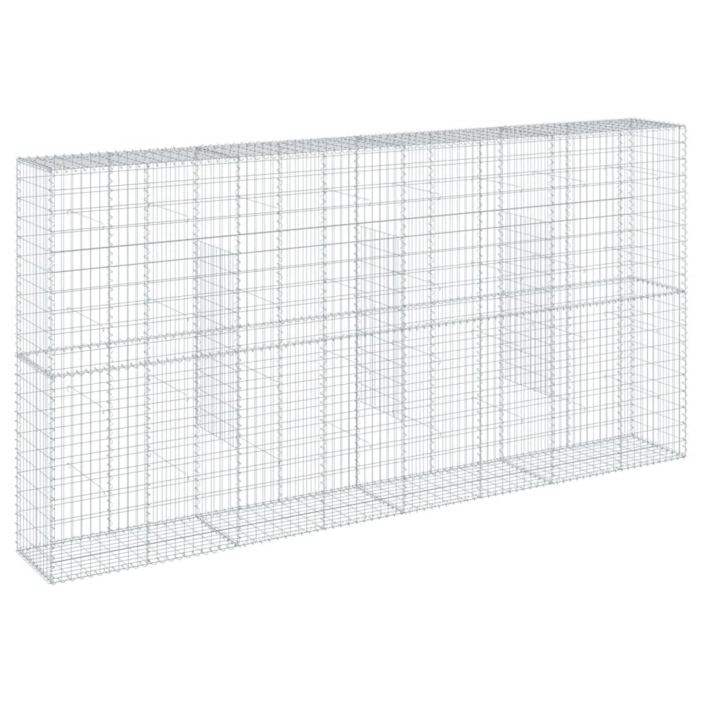 Gabbione recinto a gabbia muro di contenimento con coperchio 400 x 50 x 200 cm ferro zincato argento 02_0040165