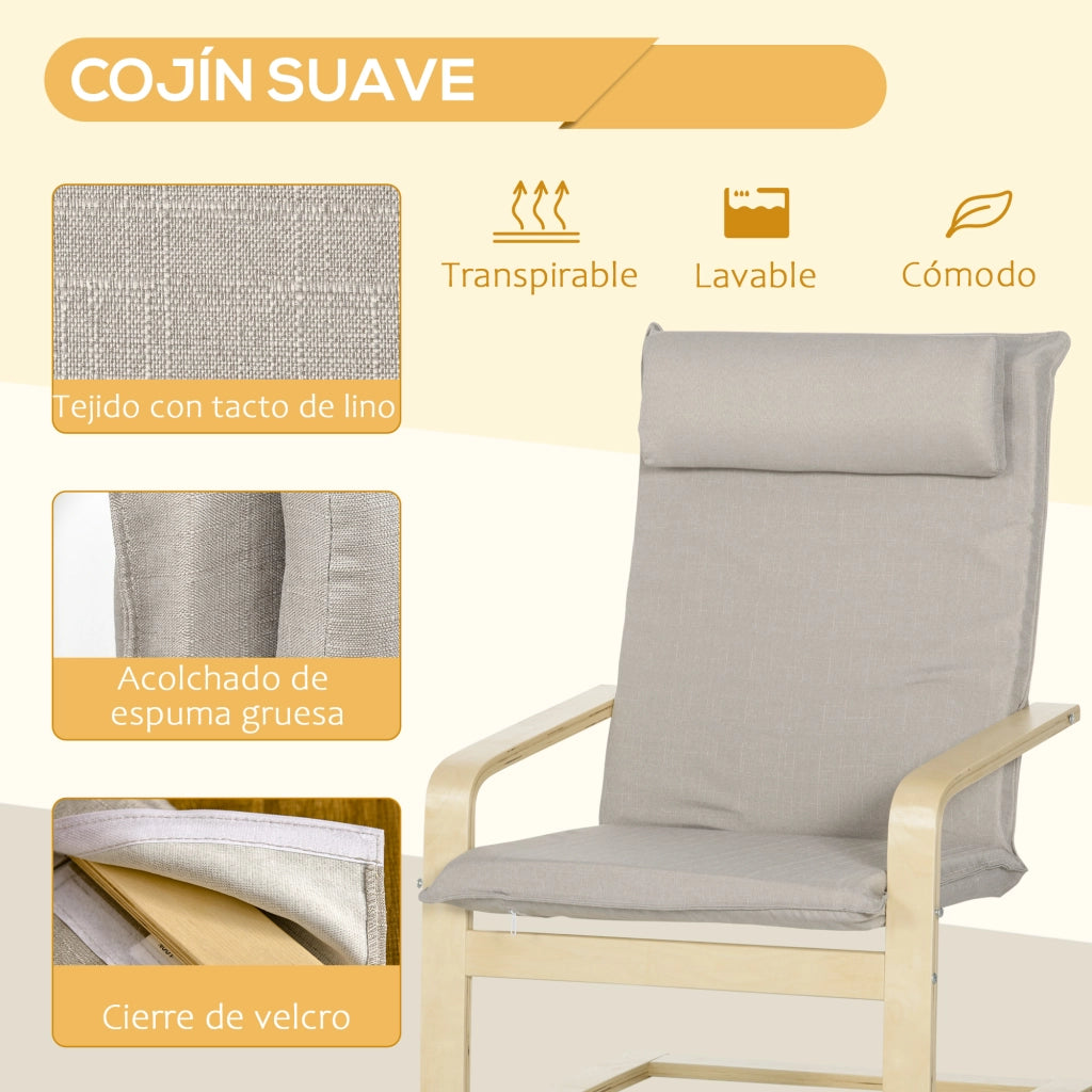 Poltrona Relax con Poggiapiedi ¨C Zephmum ¨C Grigio 67x78x92 cm