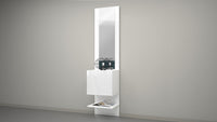 Mobile Ingresso Specchio e Armadietto 45x35x191 cm Kompact Bianco Lucido