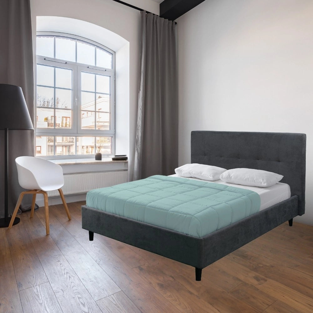 Letto matrimoniale con rete inclusa Snello tessuto colore ash grigio