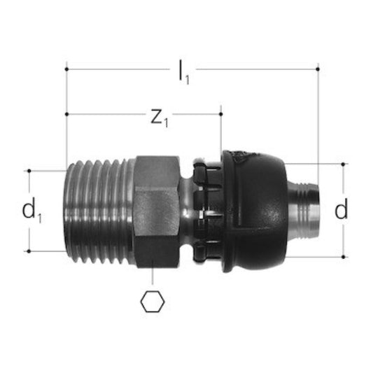 Adattatore Ilite Con Filetto Esterno D.16X3/4 Set 2Pz - George Fischer