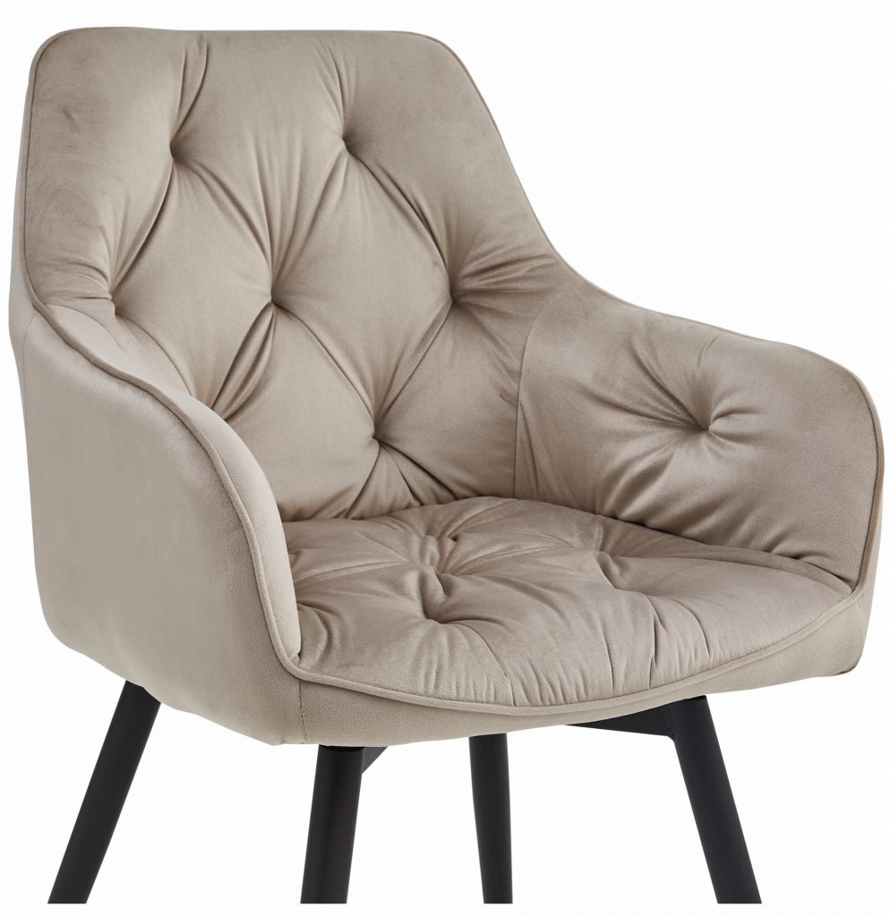 Sedia VALORA JORK - Girevole in velluto beige scuro per soggiorno x 2