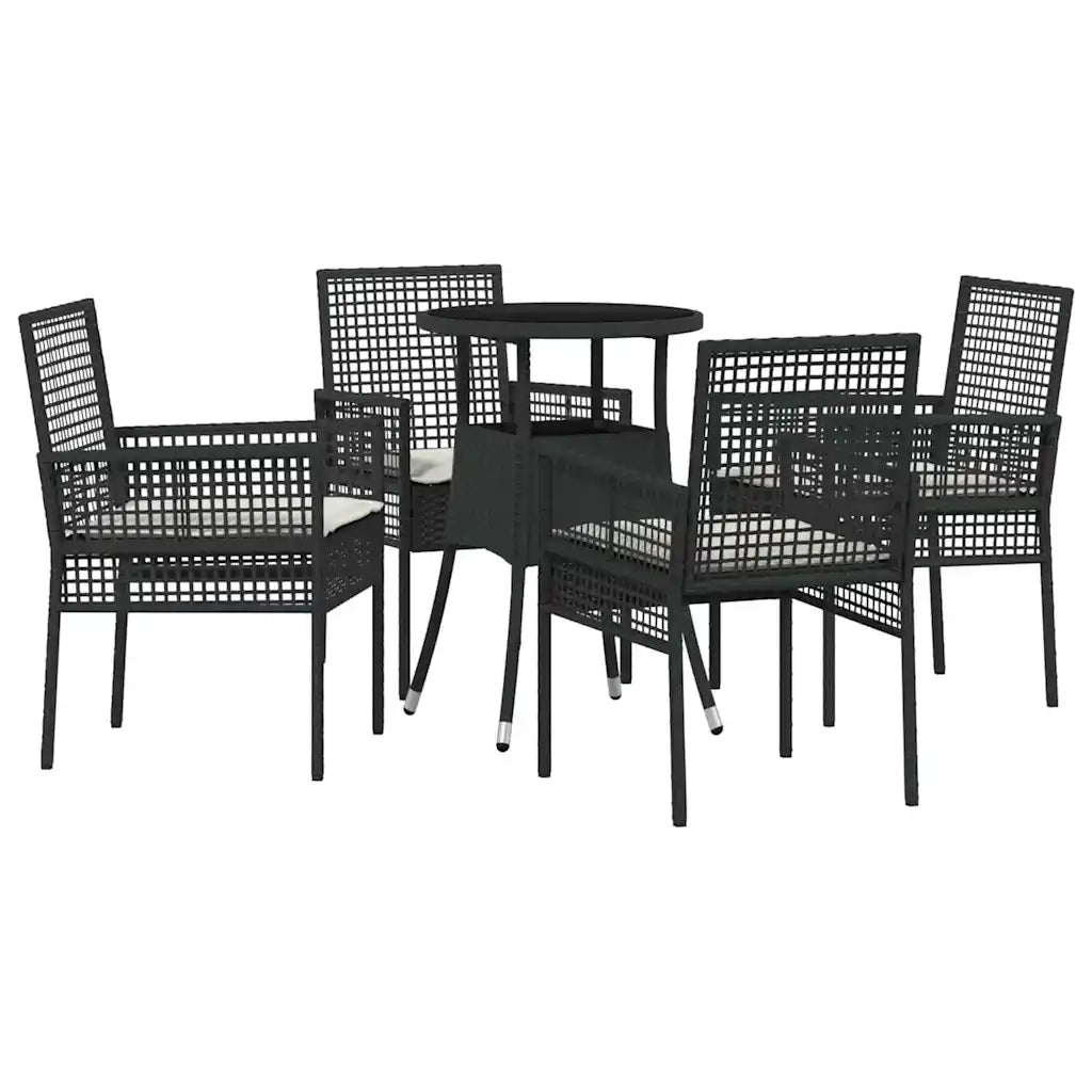 Set da Pranzo per Giardino 5 pcs Nero polyrattan 3334942