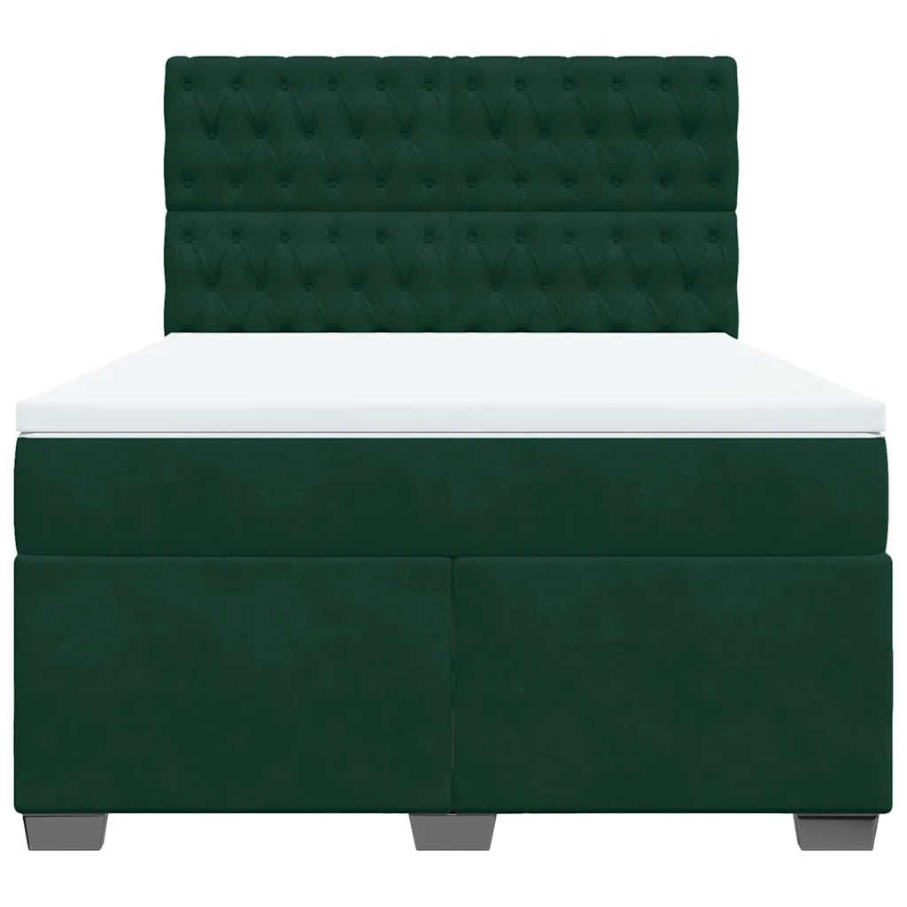 vidaXL Giroletto a Molle con Materasso Verde Scuro 140x200 cm Velluto