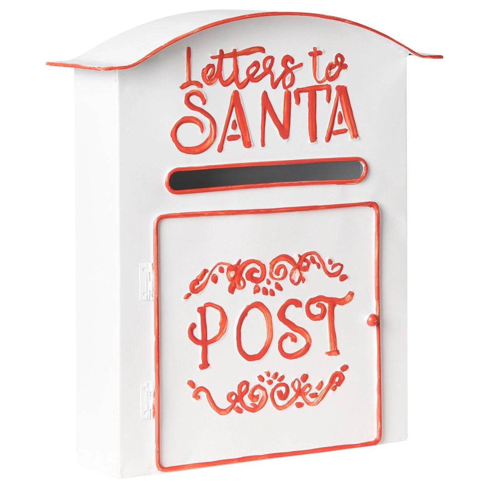 Cassetta postale Lettere a Babbo Natale bianca in metallo per interni e per esterni Motivo natalizio