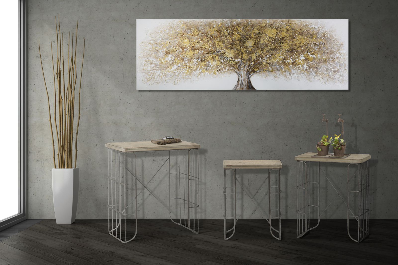 Dipinto su Tela Super Tree 180x3,8x60 cm in Legno di Pino e Canvas