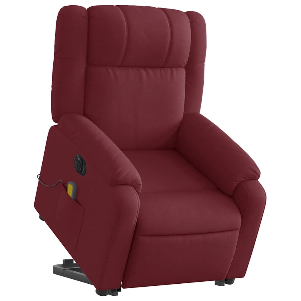 Poltrona Alzapersona Massaggiante Elettrica Rosso Vino Tessuto 3205241