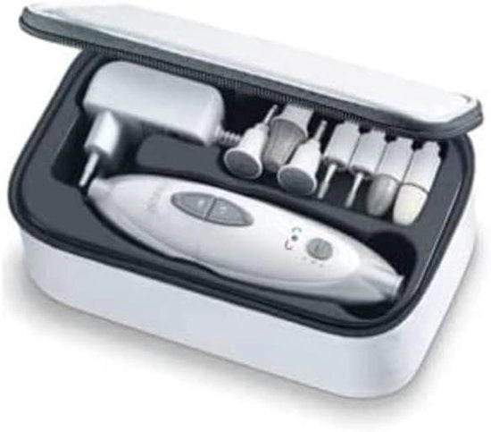 Set di manicure e pedicure elettrico da 35 pezzi con 7 accessori per cura delle unghie bianco/argento