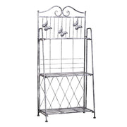 FIORIERA SCAFFALE CON FARFALLE E 3 RIPIANI  44 X 25 X 96 CM  COLOR GRIGIO ARGENTO