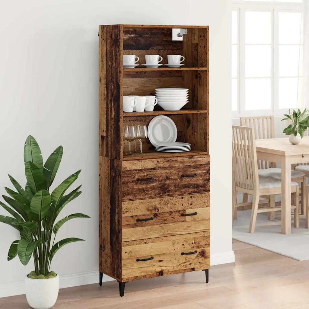 Credenza | Madia | Buffet da pranzo | Armadio da pranzo Legno vecchio 69,5 x 34 x 180 cm Legno multistrato