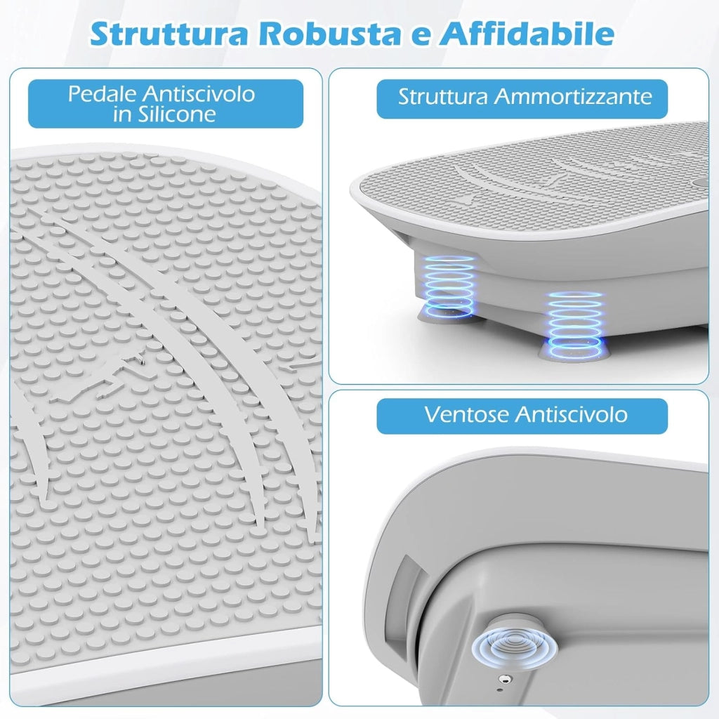 Pedana Vibrante Dimagrante, Piastra Vibrante con 10 Livelli di Vibrazione e Timer, Schermo, Telecomando, Superficie Antiscivolo e 4 Ventose, Allenamento Modellamento Muscolare