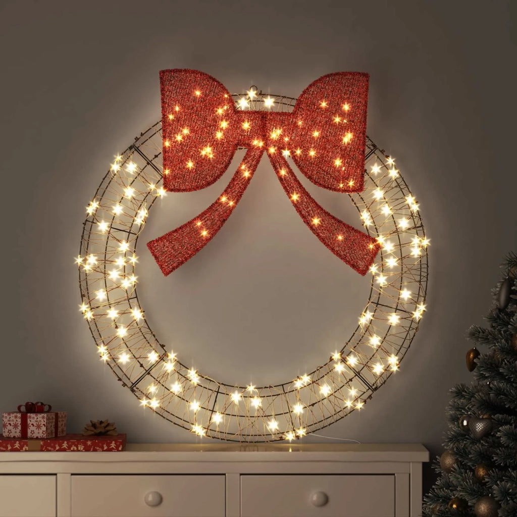 Ghirlanda con 150 LED Bianco caldo 121 x 121 x 10 cm Rattan