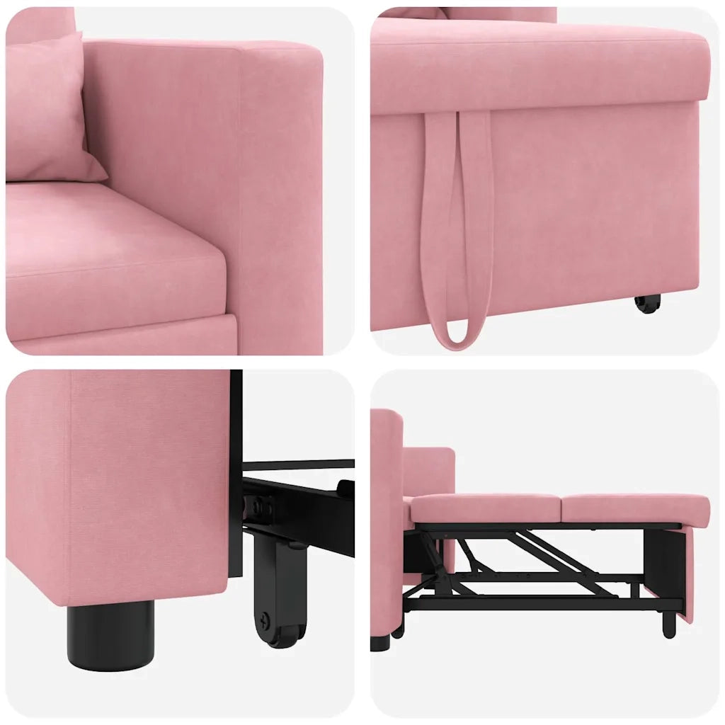 Divano letto estraibile singolo-Sofa Letto-Daybed Rosa chiaro 90 x 165 x 87 cm