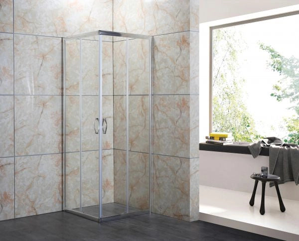 Box Doccia Cristallo 4 MM Trasparente o Opaco  2 lati Apertura Angolare Scorrevole - Misura: 80 x 100 x 185h (Opaco)