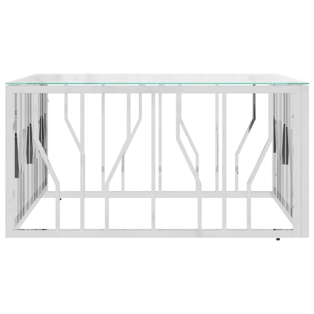 Tavolino da salotto | Tavolino da caff¨¨ | Tavolino da Soggiorno 80x80x40 cm in Acciaio Inox e Vetro