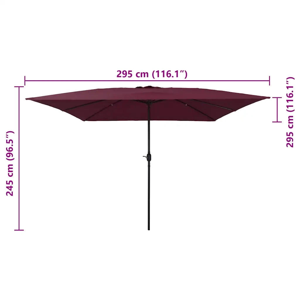 Ombrello da giardino Rosso Bordeaux 295 x 295 x 245 cm 42003656