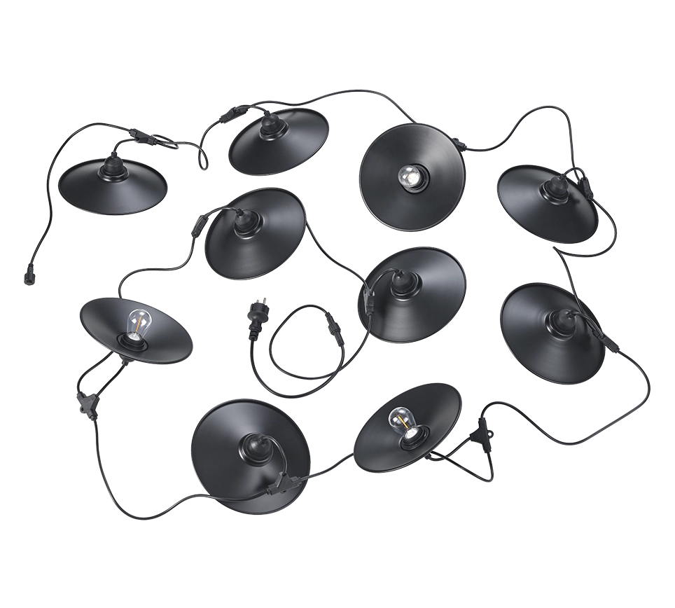 Ghirlanda da giardino CHAIN 10xE27 nera IP44 650 cm RL