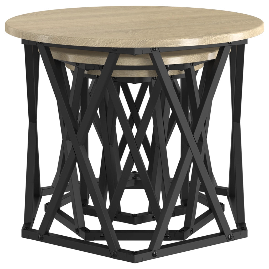 Tavolini Nesting 3 pz in Rovere Sonoma in Legno Ingegnerizzato