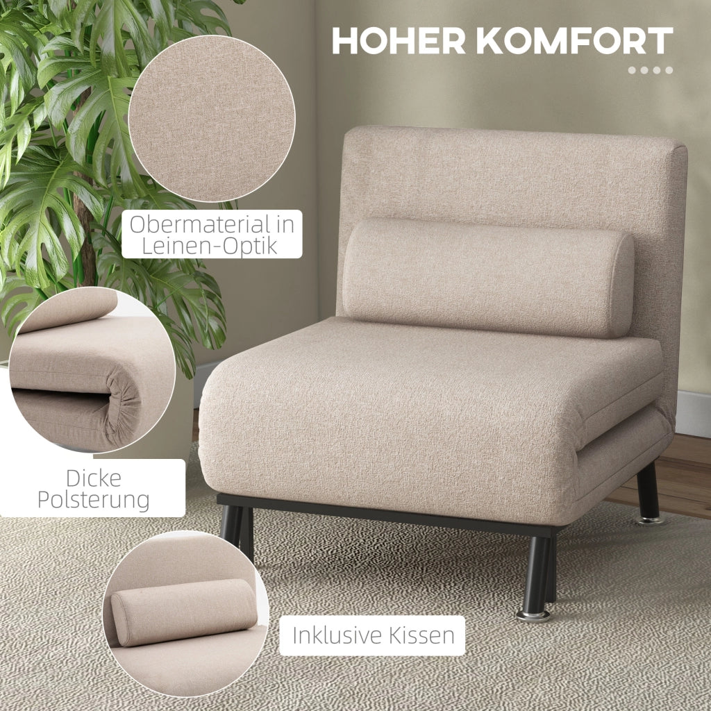 POLTRONA LETTO 75x70x75 cm Beige in acciaio