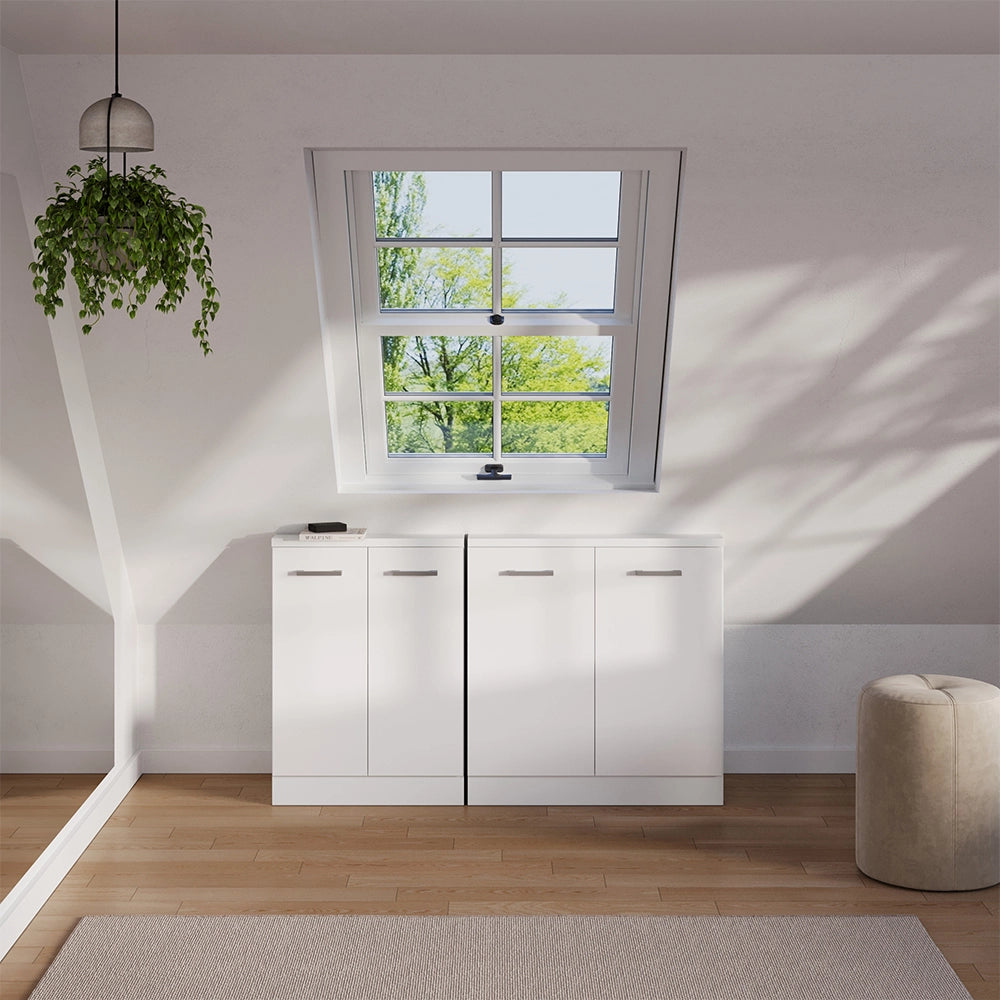 Set di mobili sottotetto Rion Bianco lucido/Bianco Set di 2 Vicco