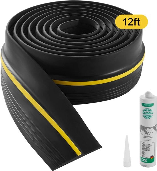 Drempel Afdichtstrip - 3,66 m - Per Onderkant Garagedeur - Con Adesivo - Resistente al Vento - PVC Spesso - Prevenzione dell'Acqua e del Ventilato