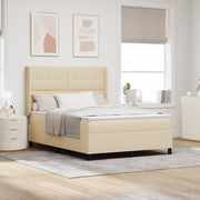 Letto a Box Spring  con Materasso e LED Crema 140x190 cm Tessuto