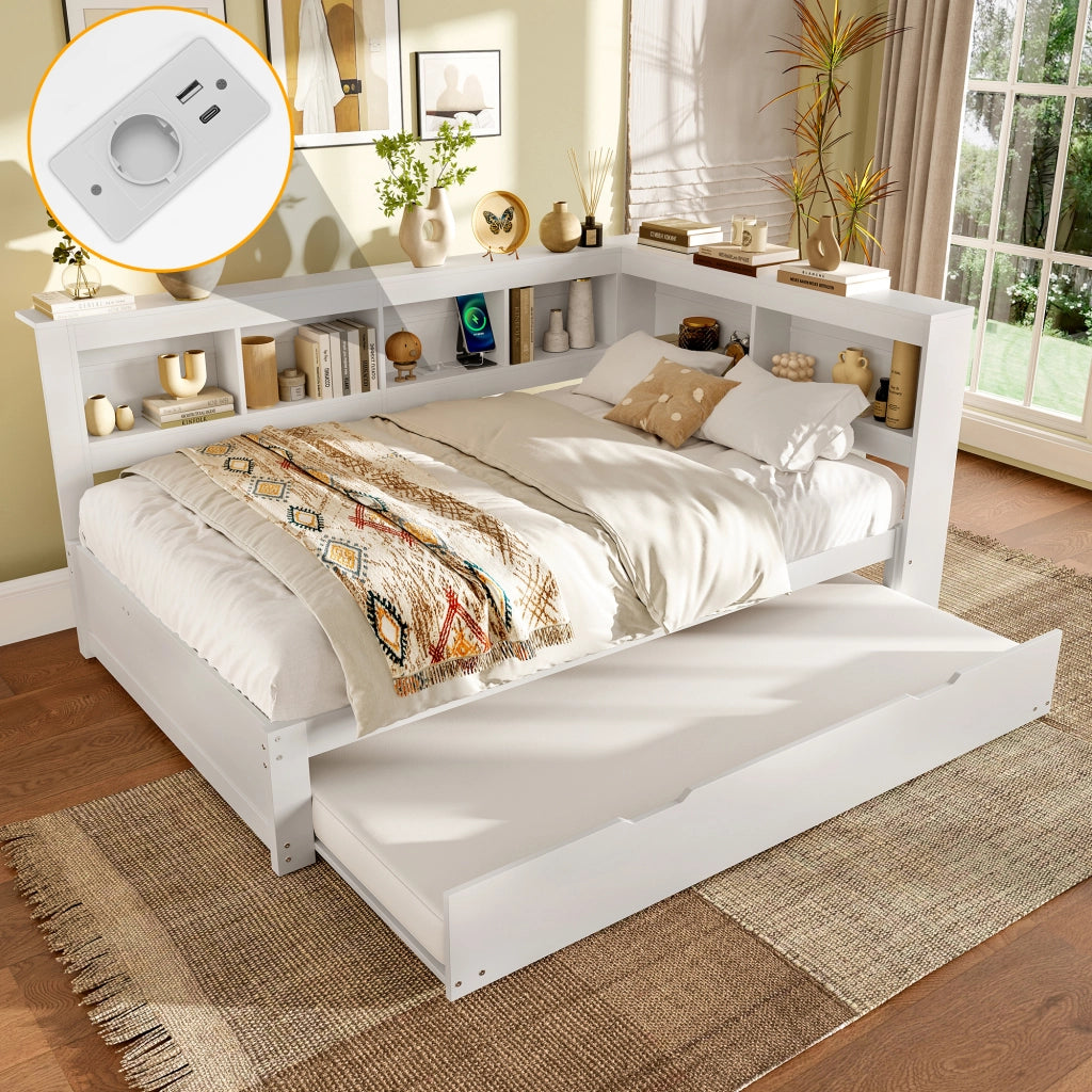 Letto divano con letto estraibile in MDF e pino 140x200 cm