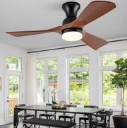 Ventilatore a soffitto 42" con luce LED, 3 pale ABS, 3CCT, motore DC, noce e nero