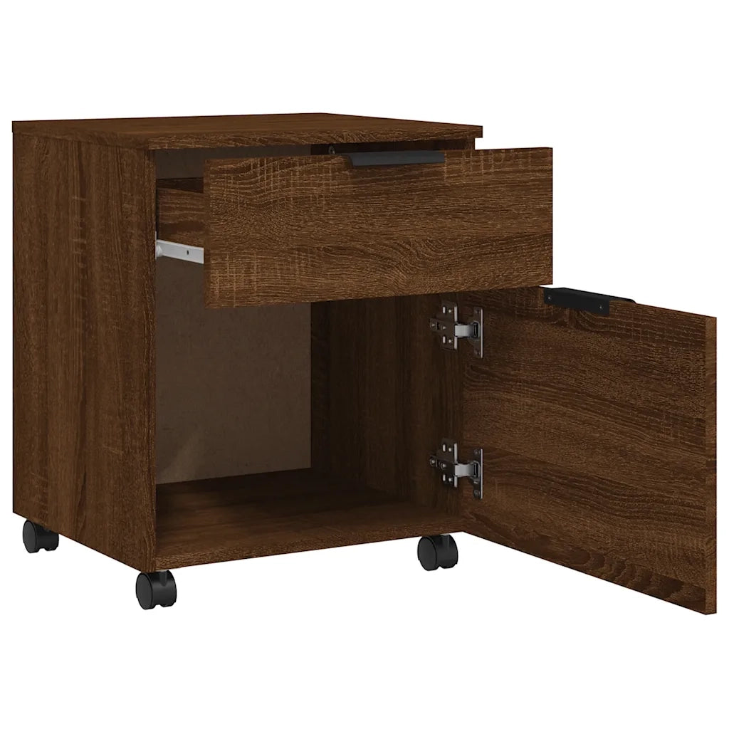 Schedario con Ruote Marrone Rovere 45x38x54cm Legno Multistrato 817137