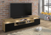 Mobile TV con LED integrati EVA 180 colore Rovere con frontali Nero opaco 180x42x51H Cm