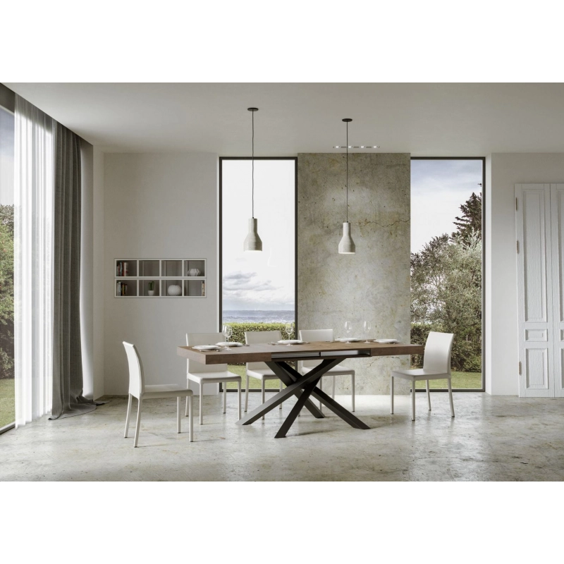 Tavolo allungabile 90x120/224 cm Volantis telaio Antracite - Noce