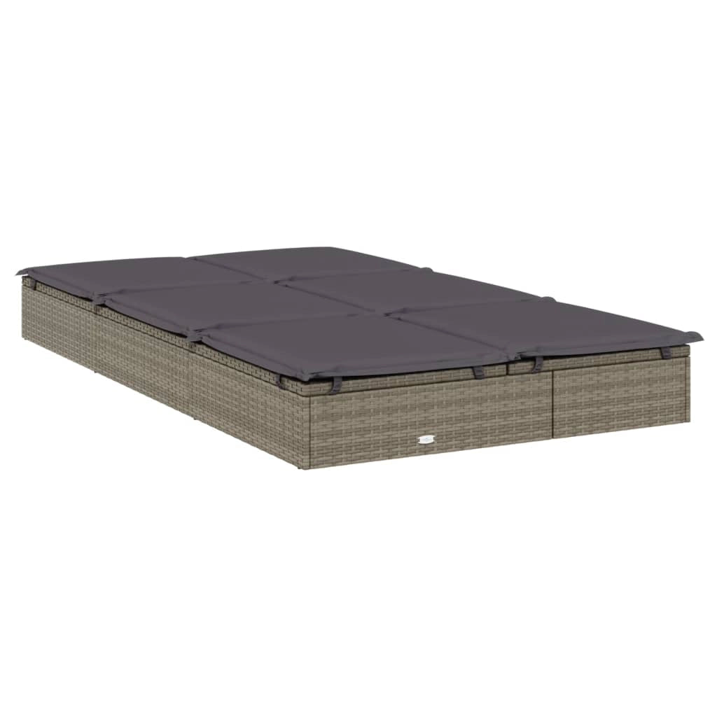 Lettino prendisole sedia a sdraio lettino prendisole letto da giardino mobili da giardino mobili da esterno a 2 posti con cuscini grigi resina intrecciata 02_0012944