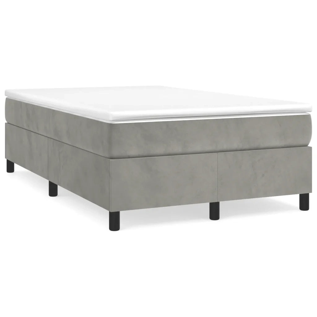 Giroletto a Molle con Materasso Grigio Chiaro 120x190cm Velluto