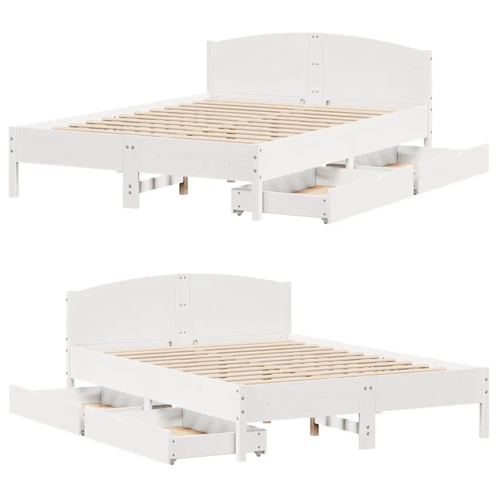 Letto senza Materasso-Struttura Letto Bianco 120x200 cm Legno Massello di Pino 278500