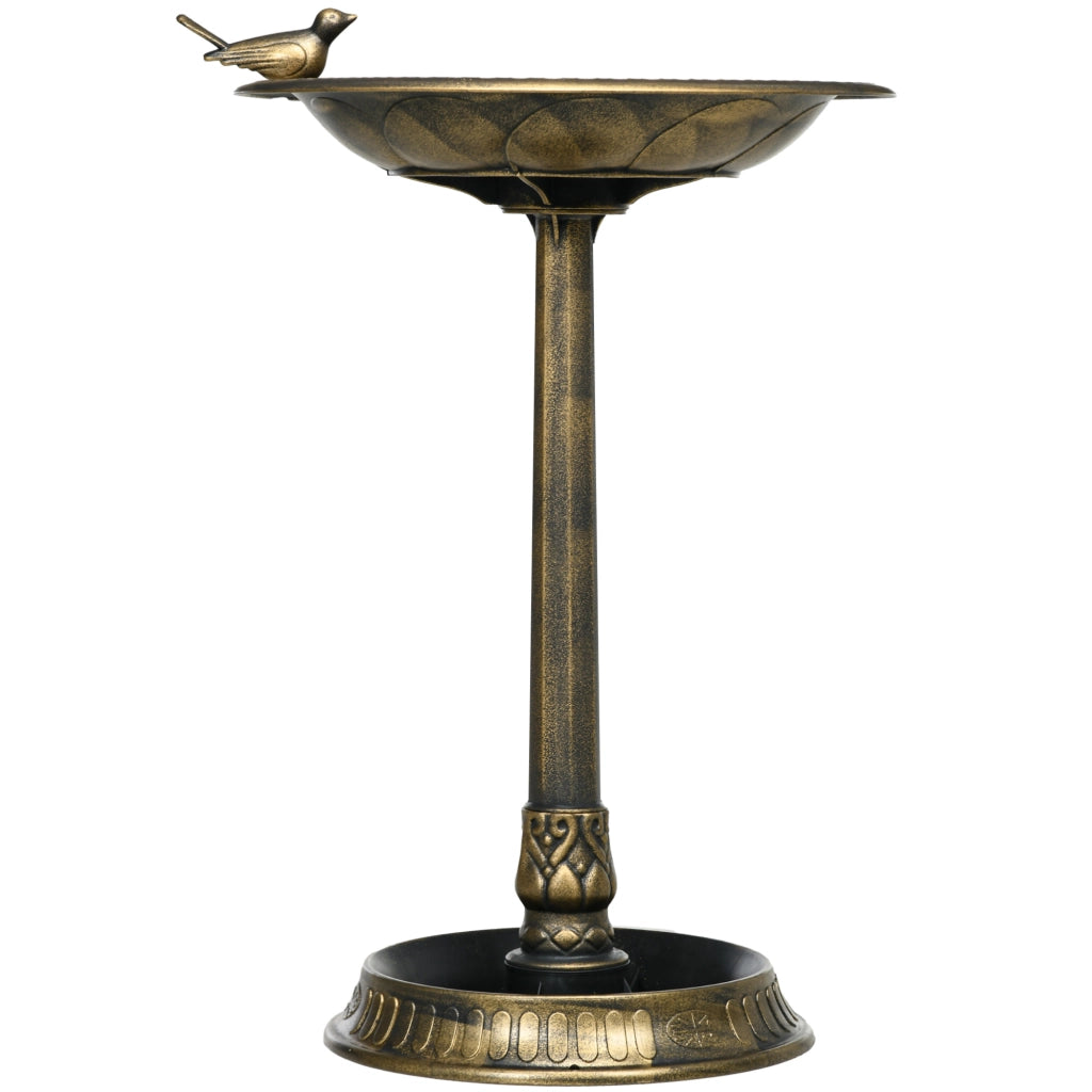 Vasca per uccelli con statua e motivo floreale ¨C zephmum ¨C 2 vasche, plastica, bronzo, 50x72 cm