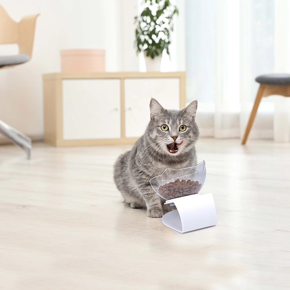 Ciotola per Gatti e Cani Supporto Rialzato Dispenser Animali Inclinazione 15°
