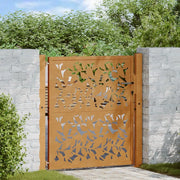 vidaXL Cancello da Giardino 105x105 cm Acciaio Corten Design a Foglia