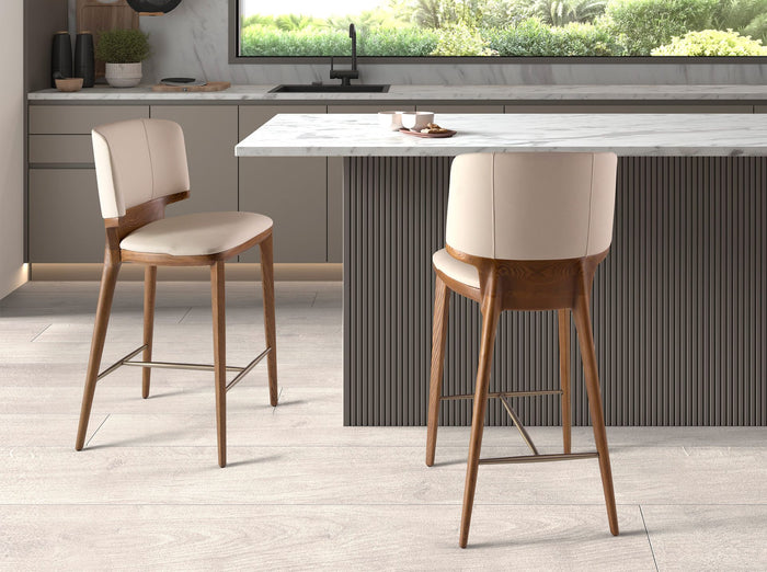 Sgabello similipelle crema