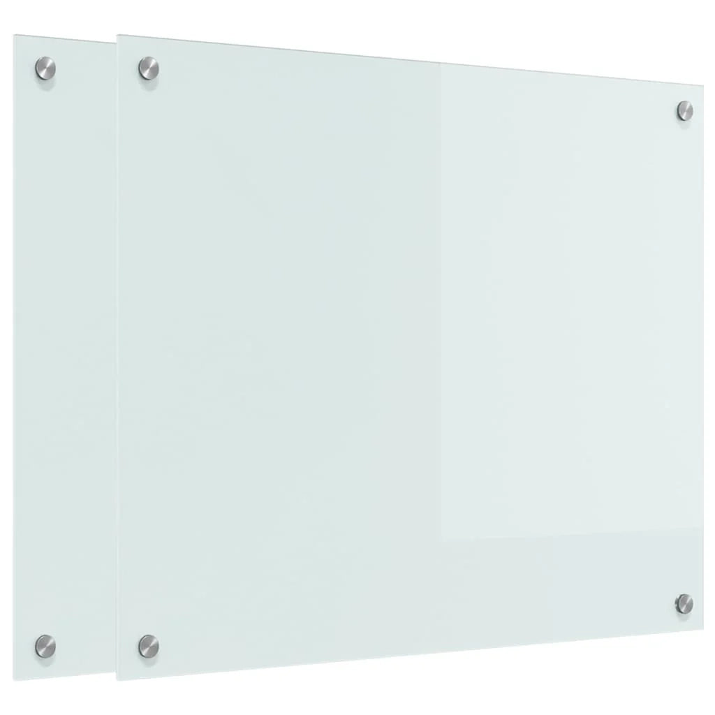Set di 2 paraschizzi per cucina 70 x 60 cm pratici e moderni design elegante in vetro temperato bianco 02_0056284